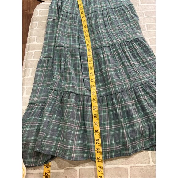 Torrid Maxi Lindsay Tiered Plaid Pockets sleeveless Blue Dresss Size 0 lined - Picture 13 of 16